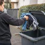 mains tenant vetements usages pres bac gris