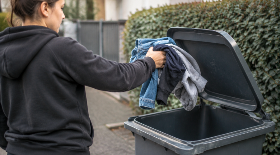mains tenant vetements usages pres bac gris